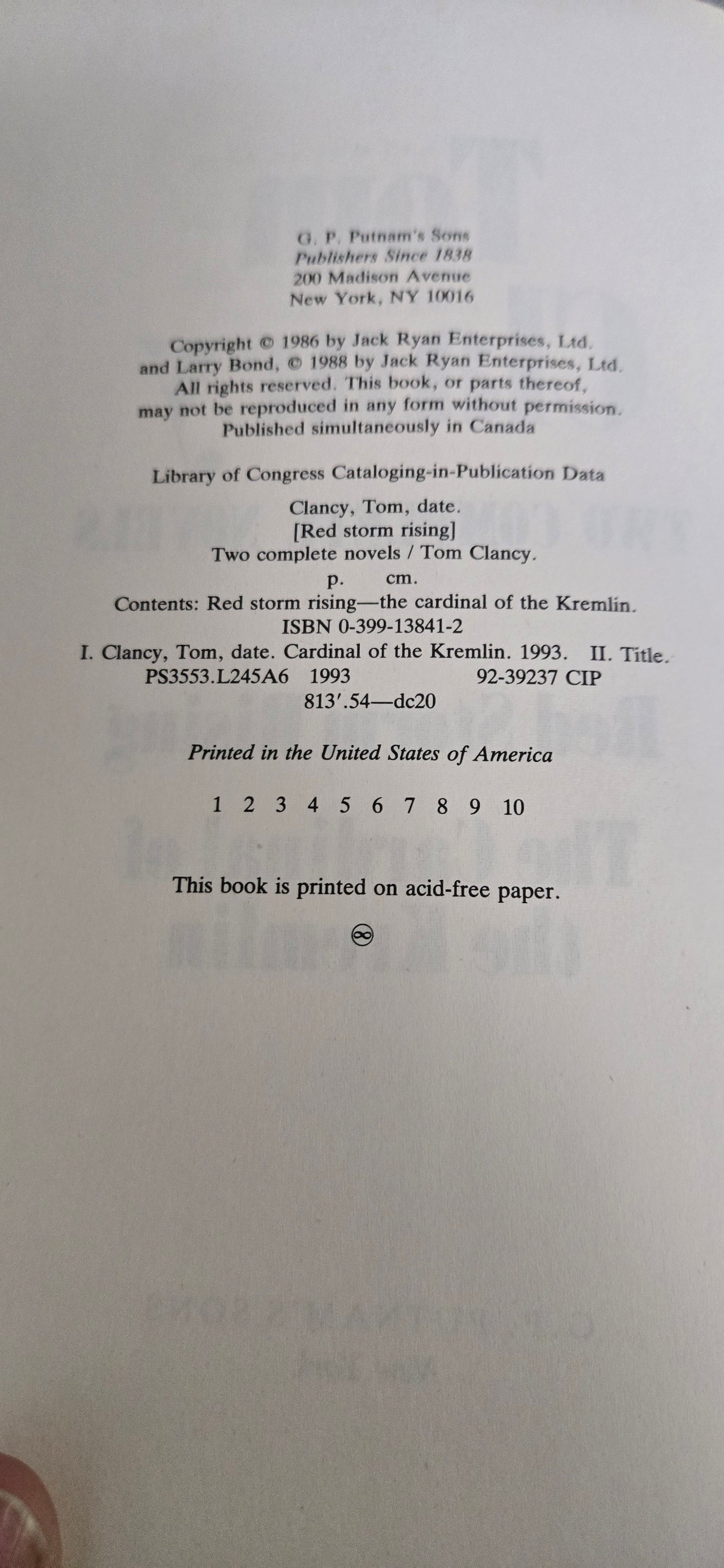 Tom Clancy – Two Complete Novels: Red Storm Rising & The Cardinal of the Kremlin