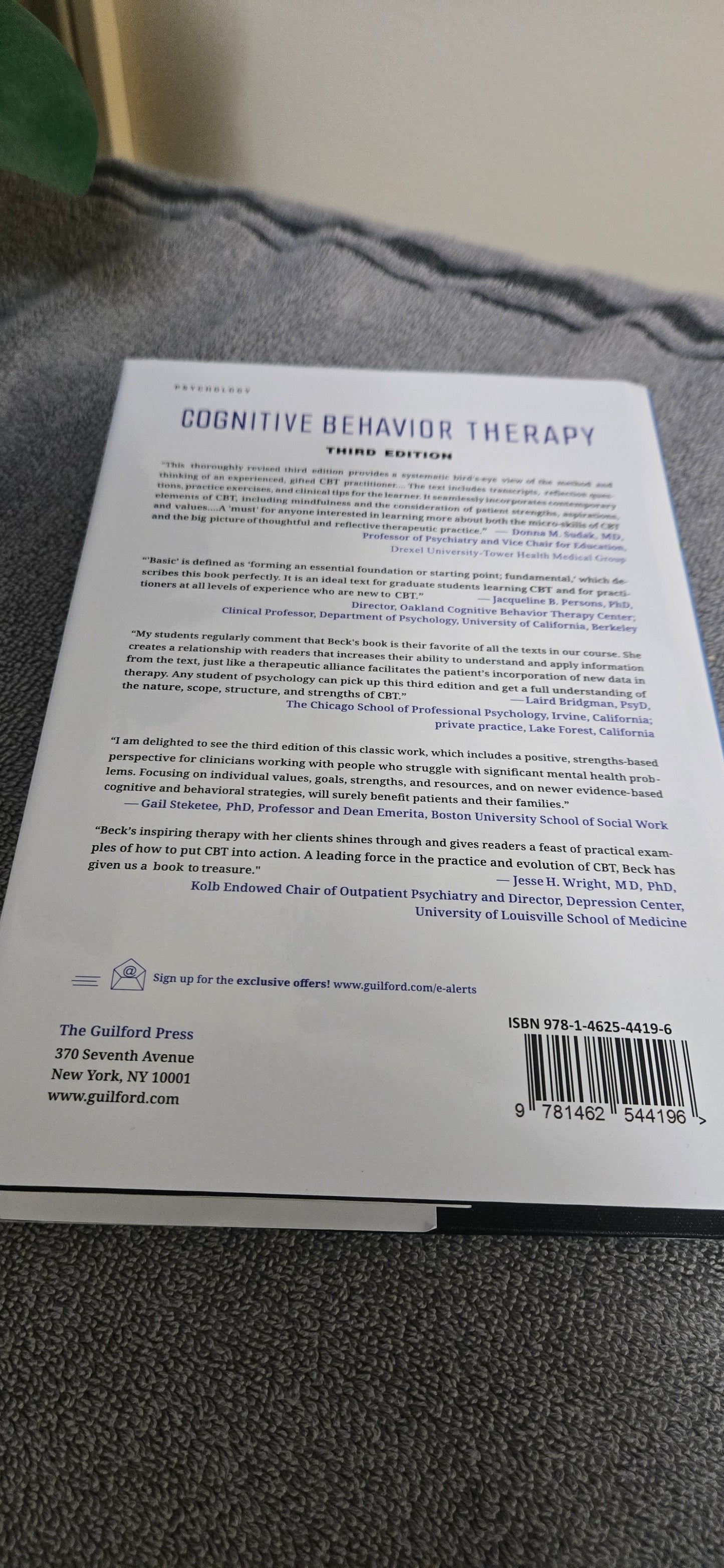 Cognitive Behavior Therapy: Basics and Beyond