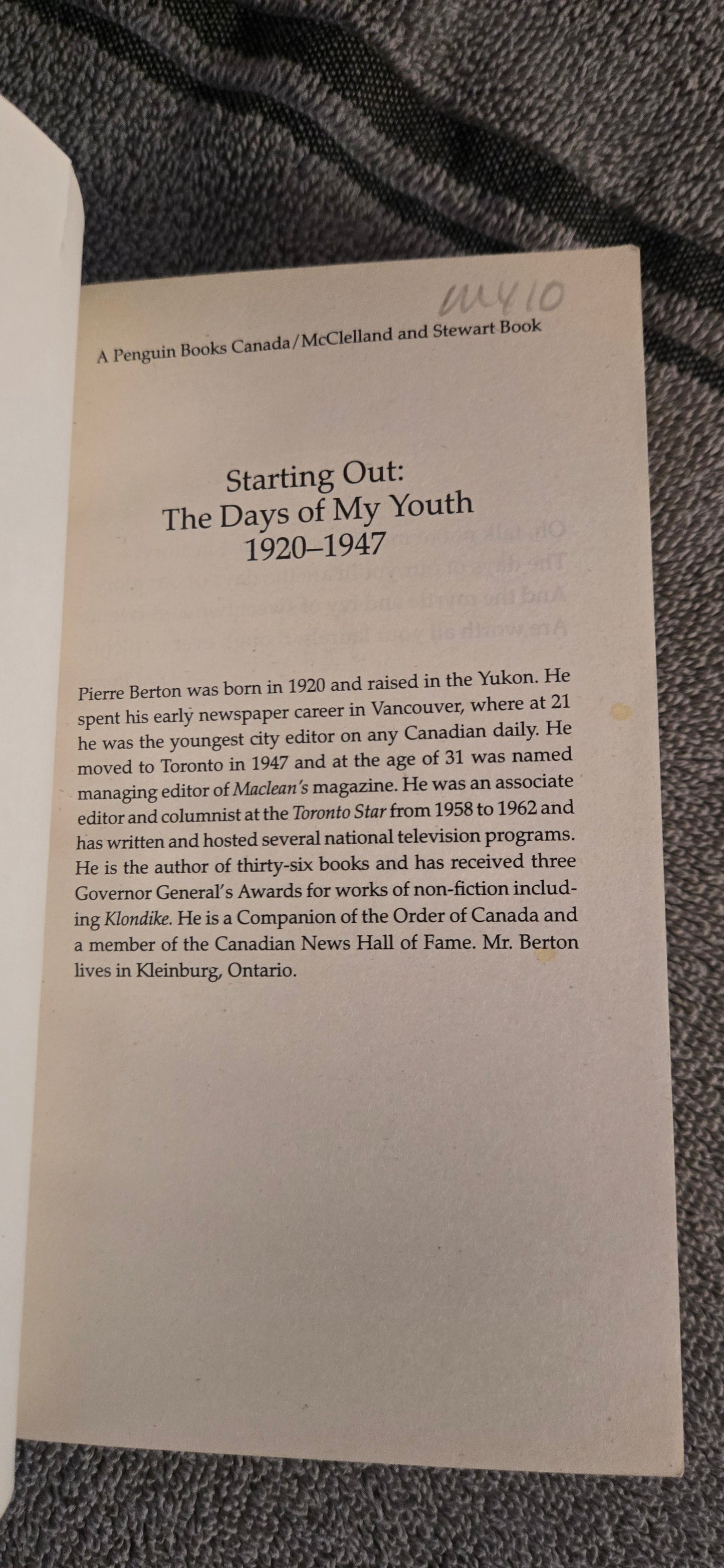 Pierre Berton - Starting Out