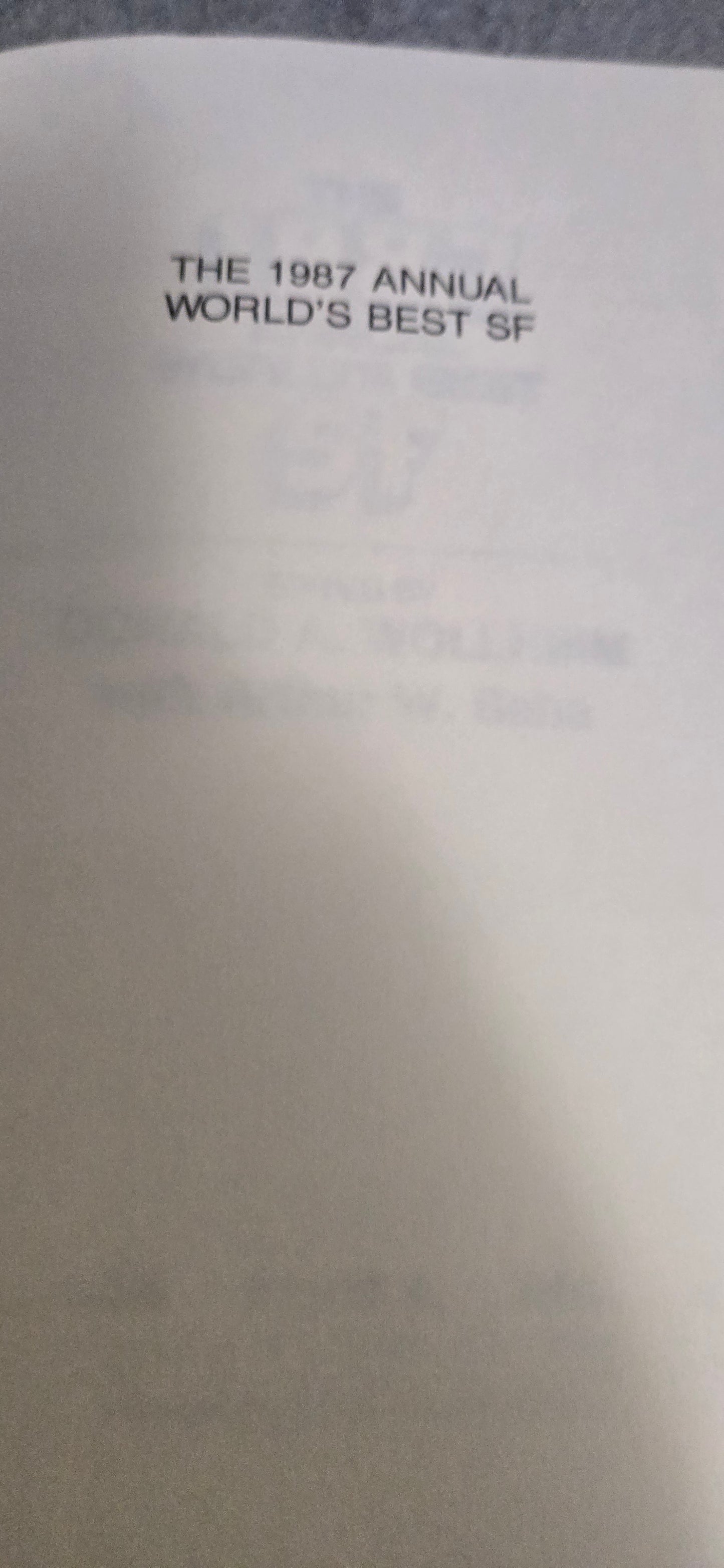 The 1987 Annual World's Best SF:Donald Wollheim