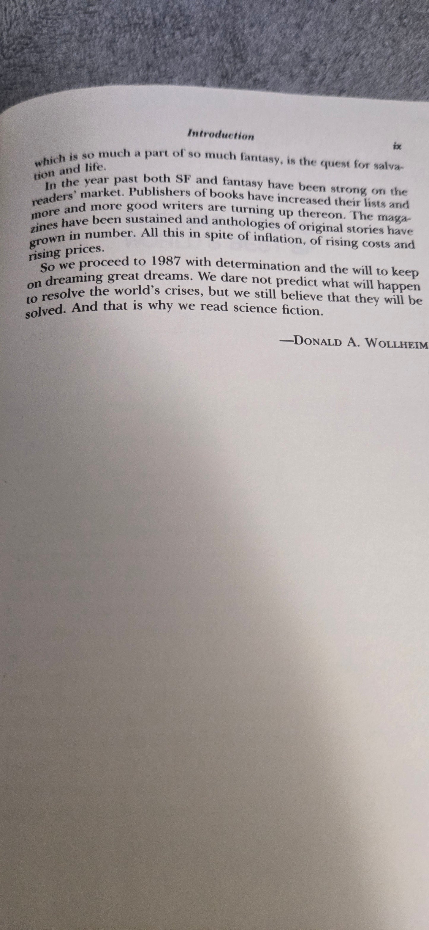 The 1987 Annual World's Best SF:Donald Wollheim