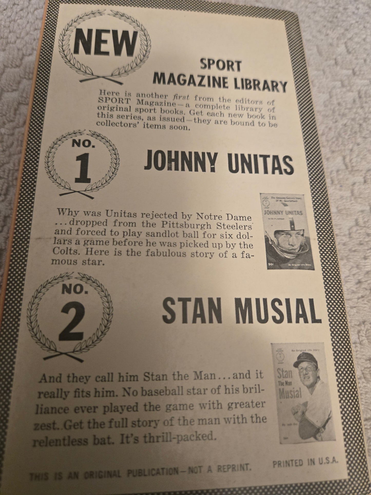 Vintage sports paperbacks:The Babe and I, Johnny Unitas