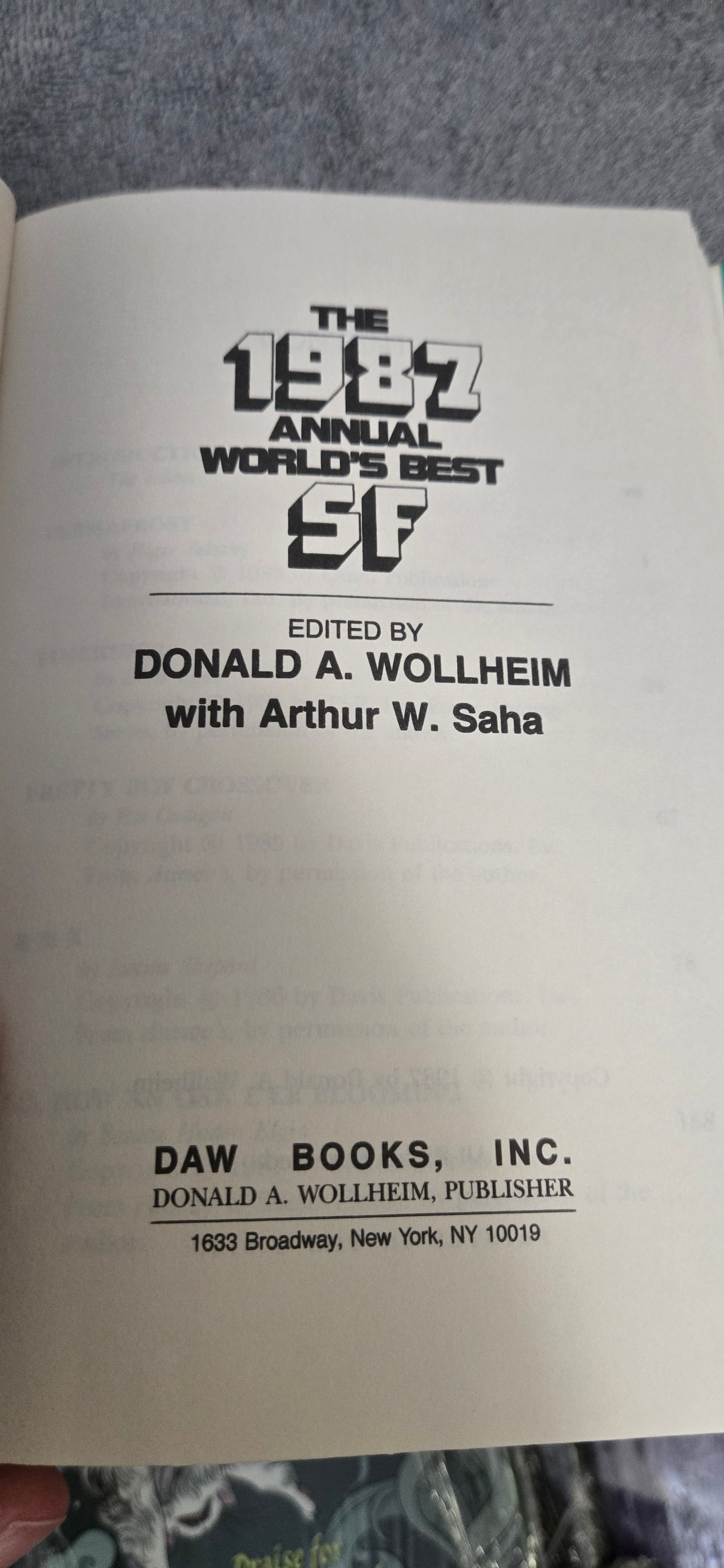 The 1987 Annual World's Best SF:Donald Wollheim