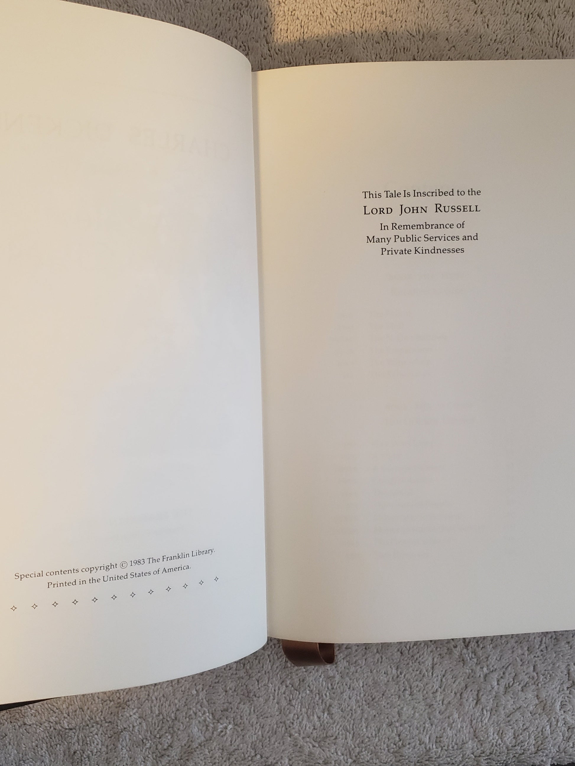 A Tale of Two Cities - Charles Dickens (Franklin Library 100 greatest books collection) - Jennifer & Ryan Books