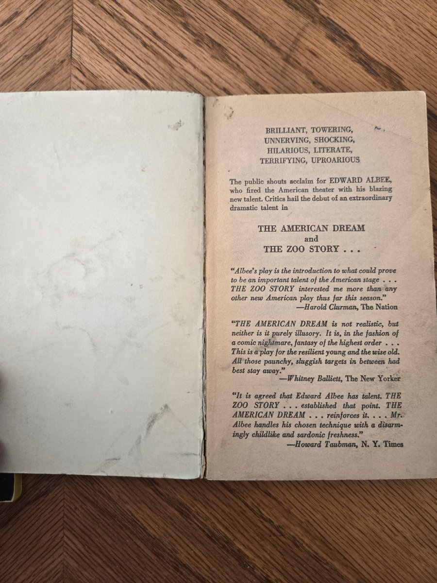 Edward Albee: the sand box, the death of Bessie Smith, the American dream, the zoo diary. - Jennifer & Ryan Books