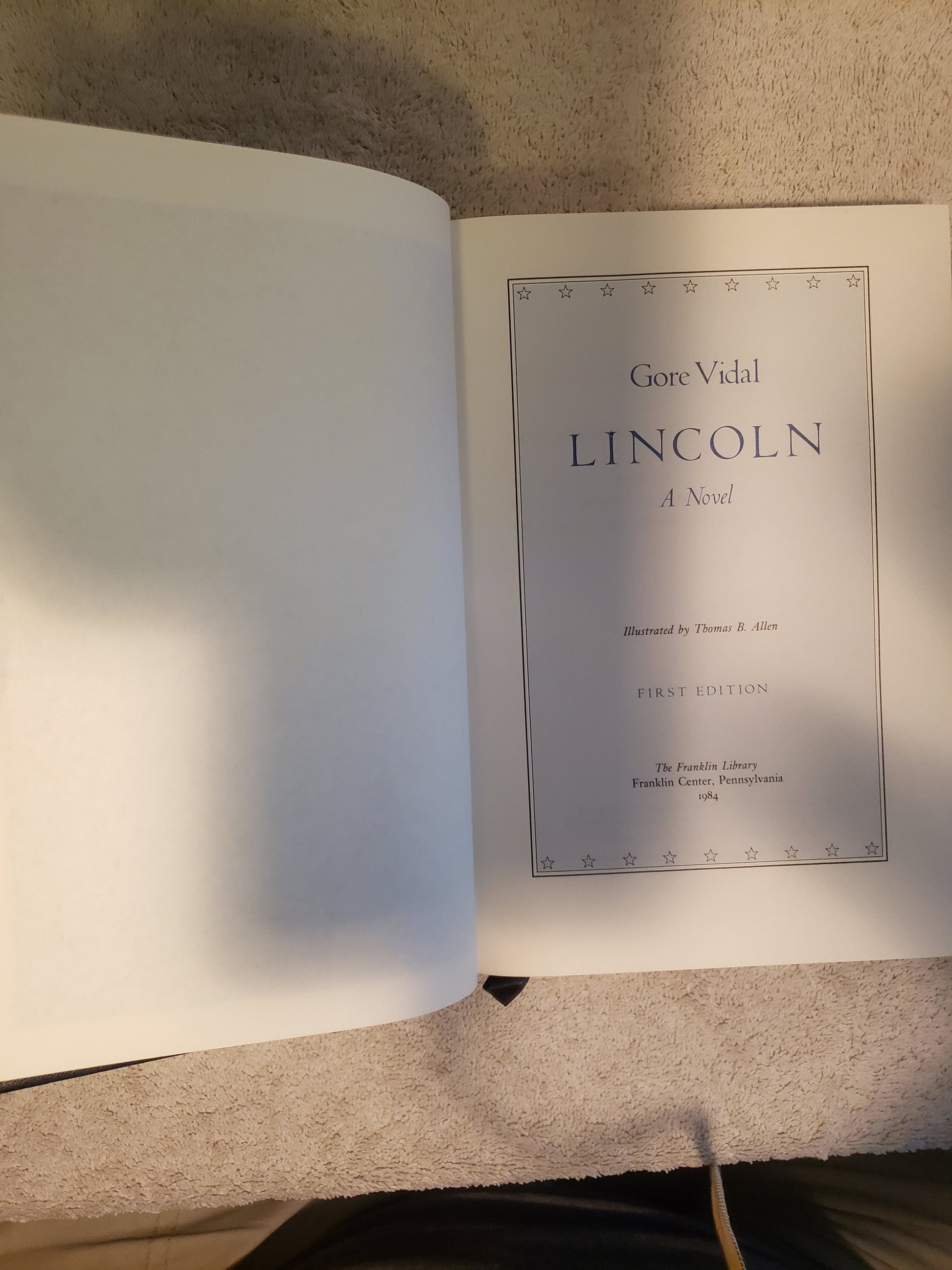 Lincoln - Gore Vidal (Franklin signed first edition) - Jennifer & Ryan Books