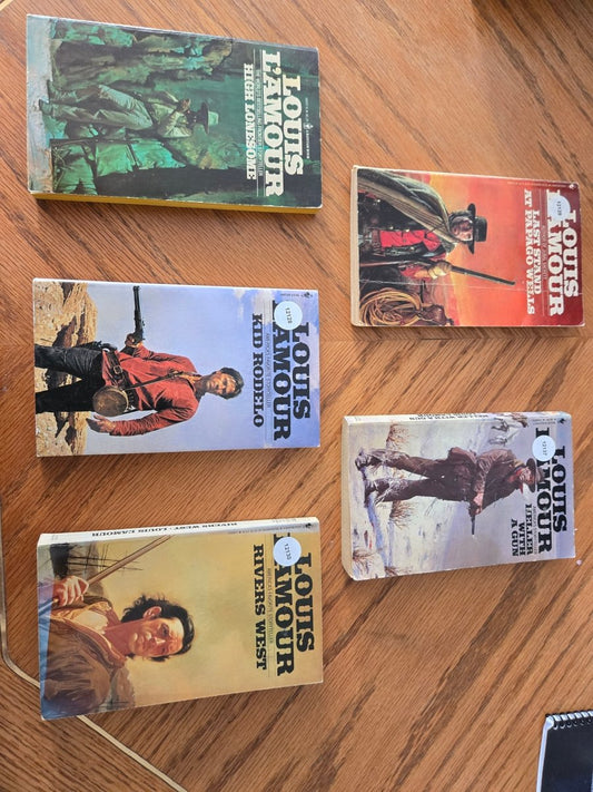 Louis Lamour 5 book collection: Kid Rodelo, High Lonesome, Last Stand At Papago Wells, Rivers West,Hellier with a Gun - Jennifer & Ryan Books