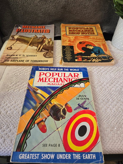 Popular mechanics 1930's magazines.