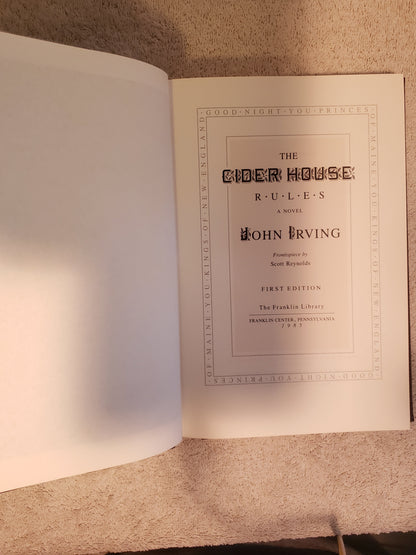 The Cider House Rules - John Irving (Franklin signed first edition) - Jennifer & Ryan Books