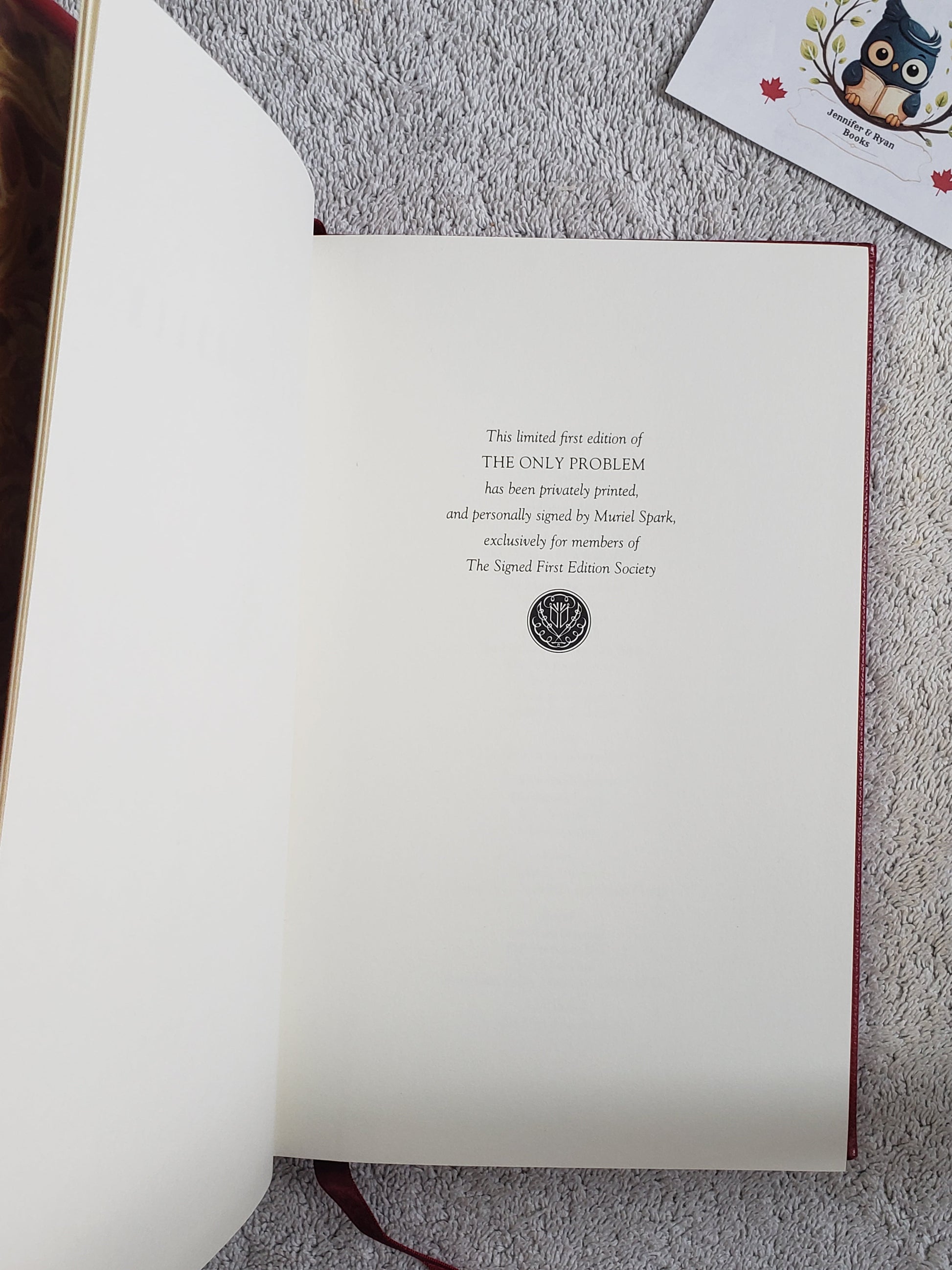 The Only Problem - Muriel Spark (signed first edition - Franklin Library) - Jennifer & Ryan Books