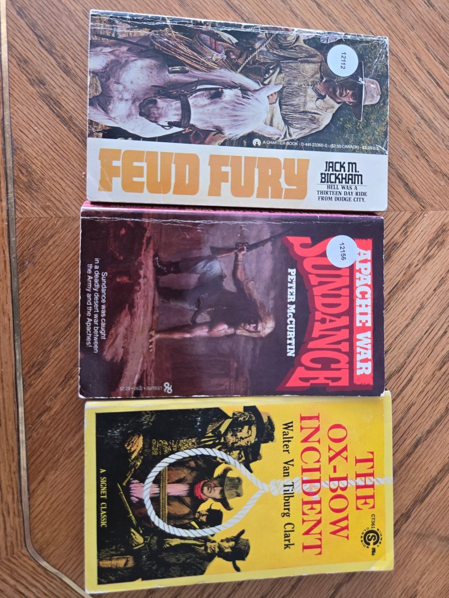 Vintage western collection:The Ox - bow Incident, Apache War(sundance), Feud Fury. - Jennifer & Ryan Books